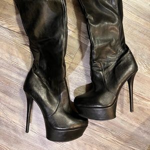 Black high heel boots